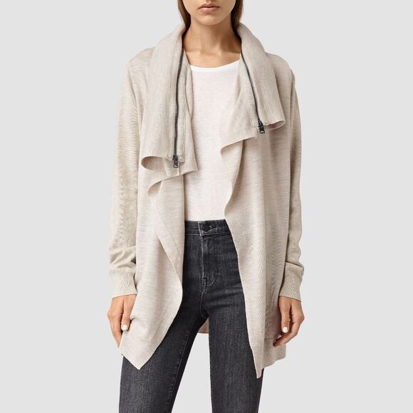 ALLSAINTS Dahlia Cardigan Sz XS Neutral - Picture 1 of 13
